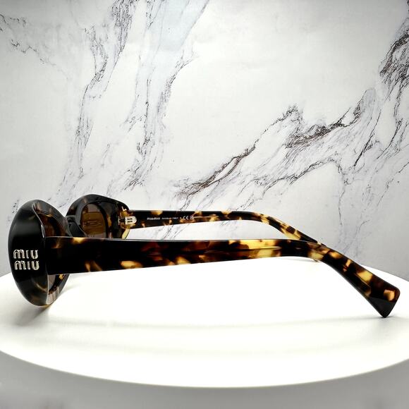 New MIU MIU Sunglasses Brown Tortoise Oval Womens Reverie